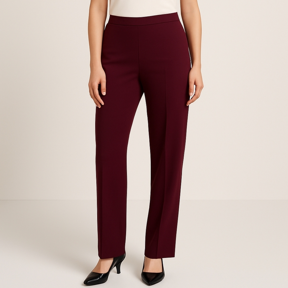 Talbots Dress Pants – Size 4 – Burgundy Wine – Classic Straight Leg (Ref 38 )